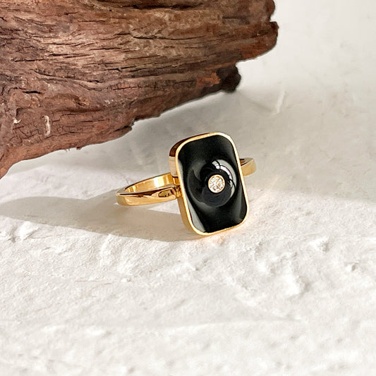 Bague Obsidia — Noir & Doré 18K