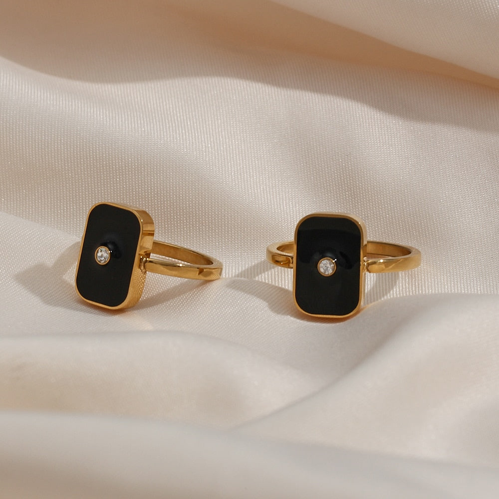Bague Obsidia — Noir & Doré 18K
