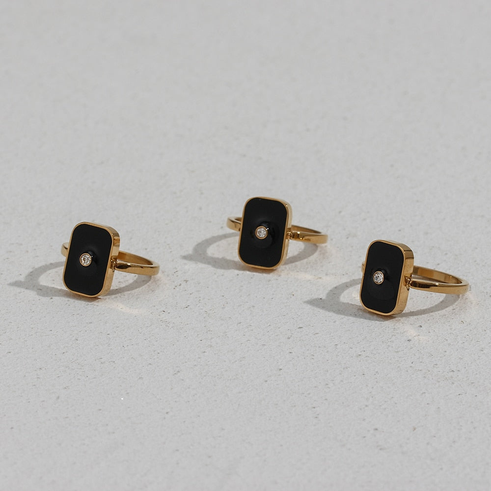 Bague Obsidia — Noir & Doré 18K