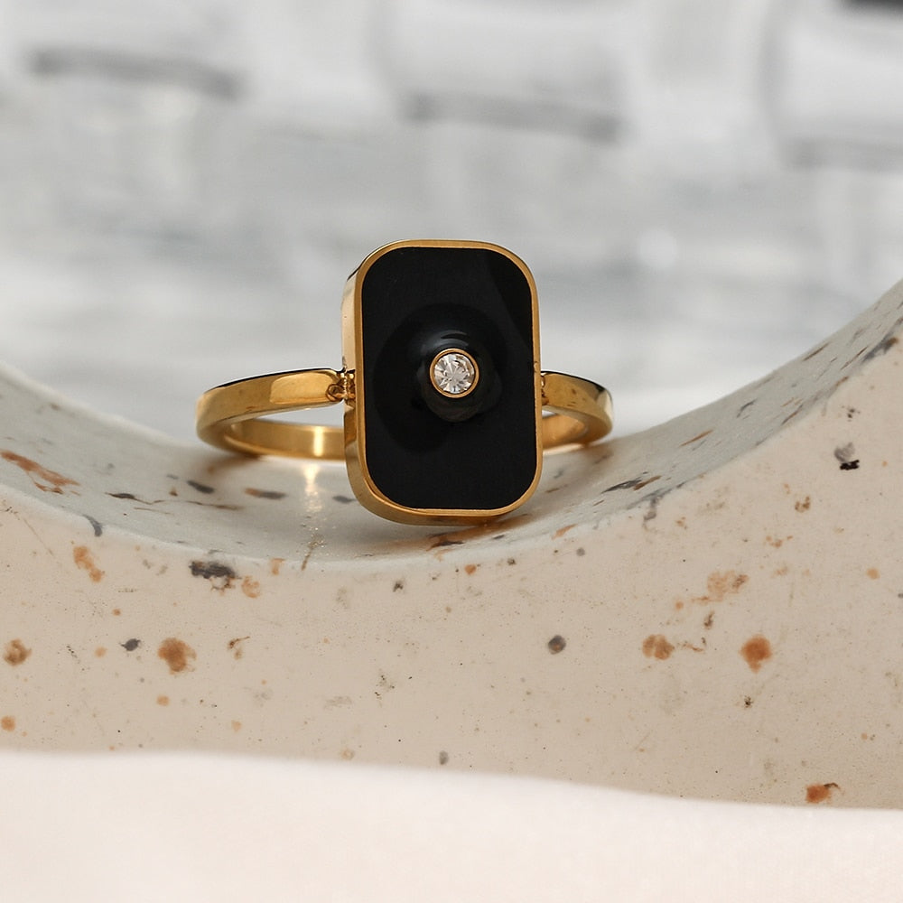 Bague Obsidia — Noir & Doré 18K