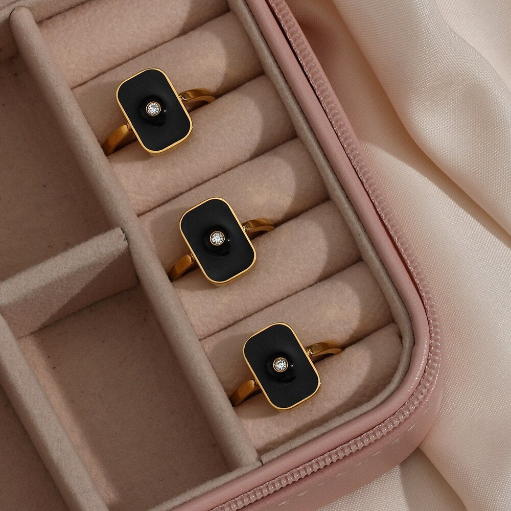 Bague Obsidia — Noir & Doré 18K
