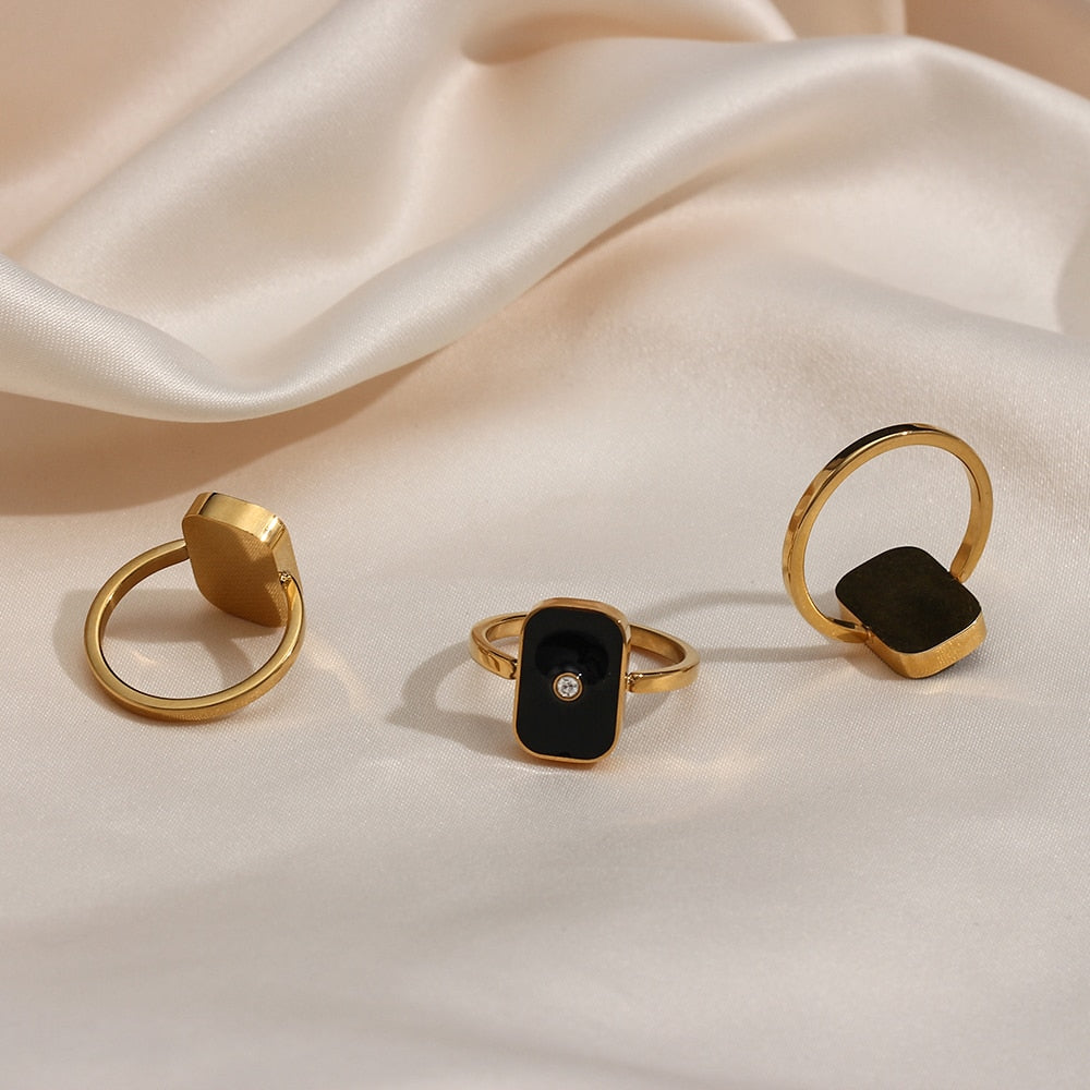 Bague Obsidia — Noir & Doré 18K