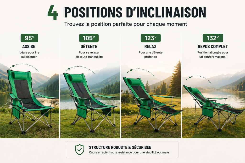 Fauteuil Nomade Relax™ – Pliant & Inclinable