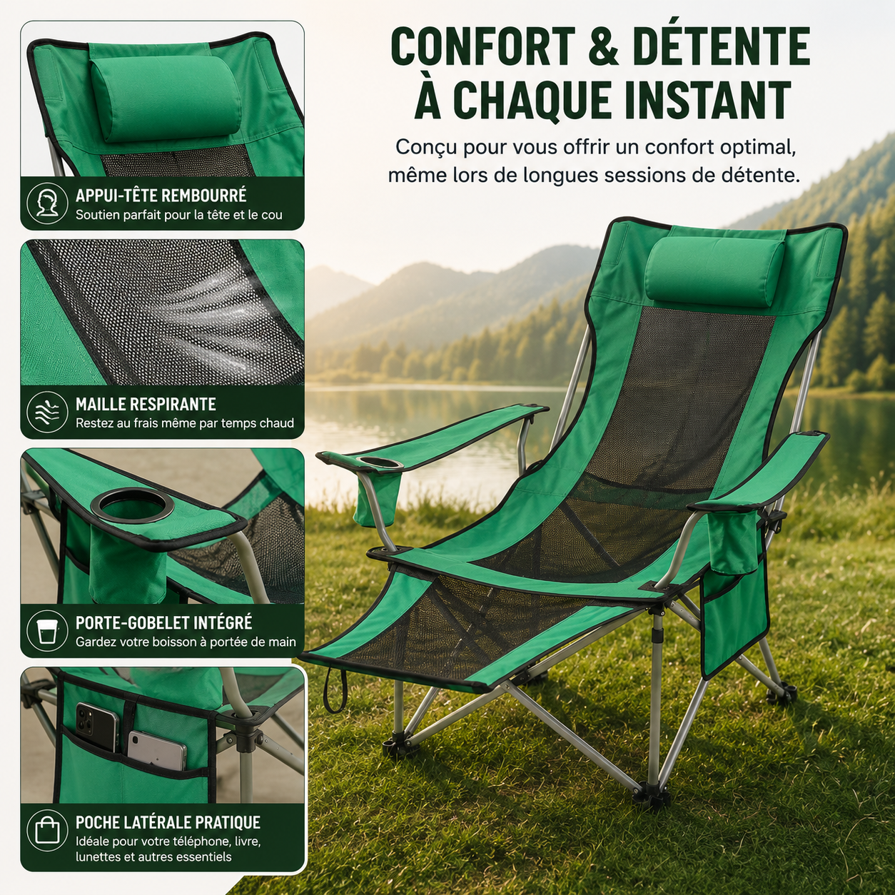 Fauteuil Nomade Relax™ – Pliant & Inclinable